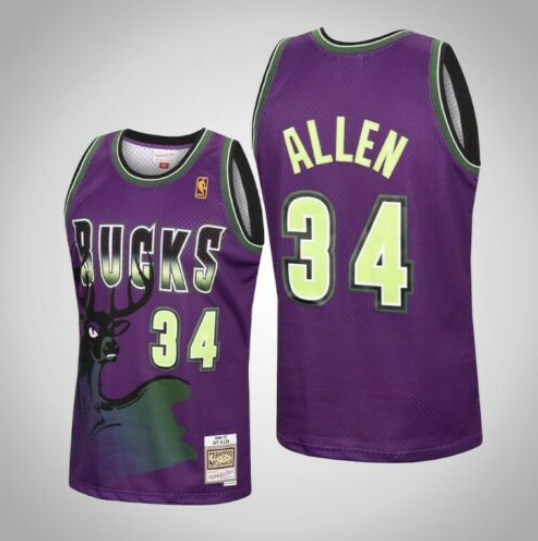 Men's Milwaukee Bucks Active Player Custom Purple Mitchell & Ness 1996-97 Hardwood Classics Stitched Basketball Jersey